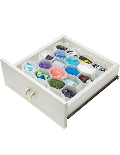 16 Pcs Honeycomb Drawer Organizer Storage Dividers for Socks Underwear Belt Tie - Picture 6 of 6
