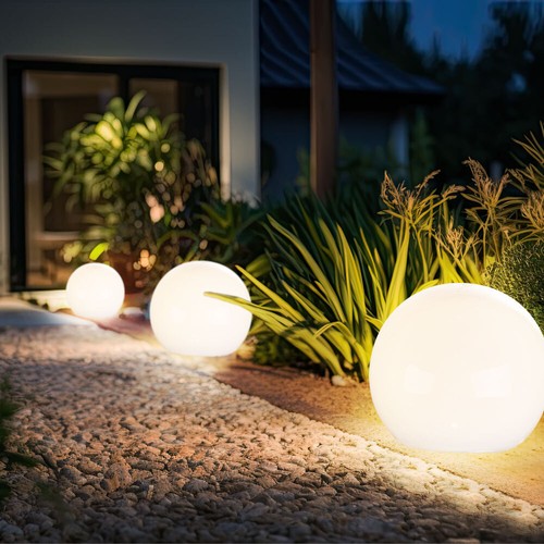 3x Solarleuchte Kugelleuchte Gartenlampe LED Gartendeko Außenlampe Kugel weiß - Bild 6 von 12