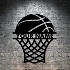 Personalized Basketball Player Name Metal Art Sign. Custom Basketball Lover Gift