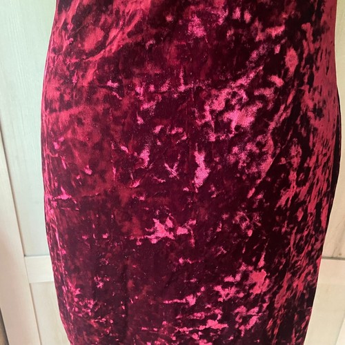 VTG Natori Burgundy Red Crushed Velvet gothic mini bodycon slip dress L art deco - Picture 8 of 9