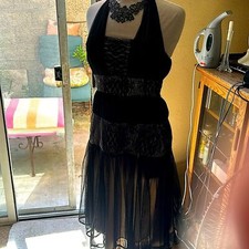 Women’s vintage sheer and lace halter dress.