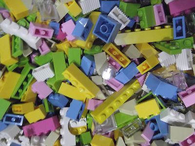 100 Bulk Lego Bricks & Plates Friends Girl Colors Lot Pink Purple Azure Lime
