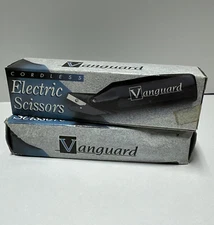 Vtg 2pc Pair Vanguard Cordless Electric Scissors Original Box Fabric Paper New
