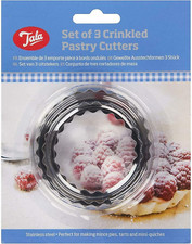 SET X 3 Crinkled Scone Fluted Pastry Cutters Tart Quiche Stainless Steel Mince