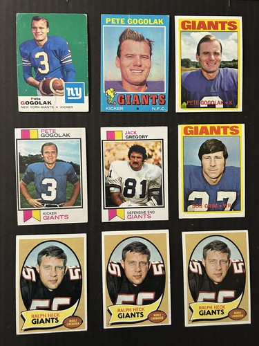 72+ CT. LOTE TOPPS TARJETAS DE FÚTBOL VINTAGE 1964, 1968-1973 GIGANTES DE NUEVA YORK - Imagen 4 de 9