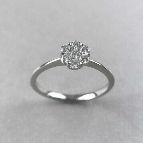 1.2CT Round Cut Real Moissanite Engagement Band Ring 14K White Gold Plated