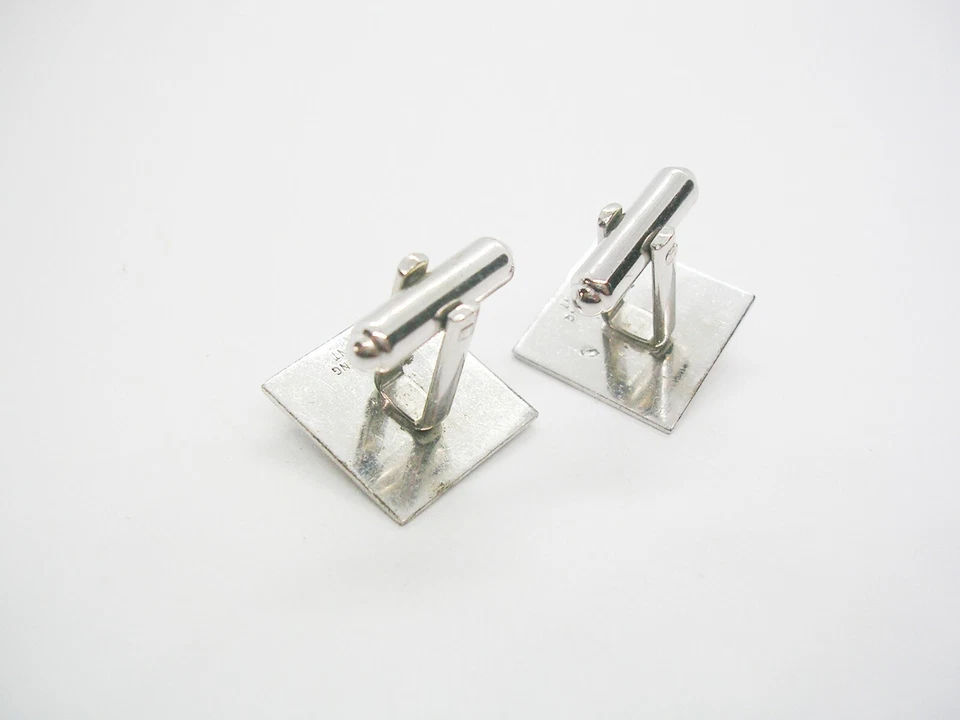 Vintage Sterling Silver Cufflinks Hematite Stone Starburst Design Man Jewelry - Image 3 of 3