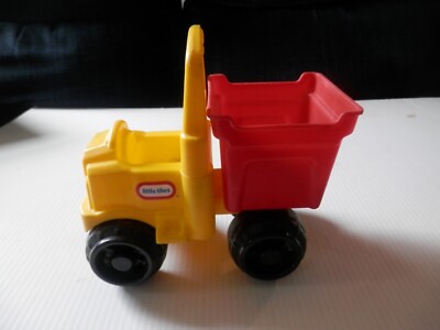 Vintage Little Tikes Dump Truck Garbage Truck Square Red Box Yellow Handle Tots