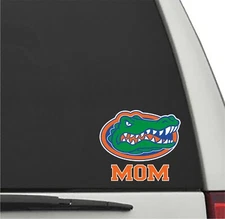 Florida Gators MOM in ORANGE  Block w/ Gator Head Vinyl Decal UF Sticker