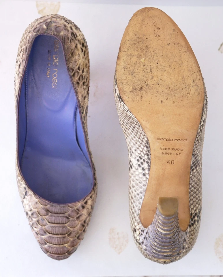 Zapatos de tacón SERGIO ROSSI 40 gris lavanda pitón plataforma 9,5 Foto 2 de 4