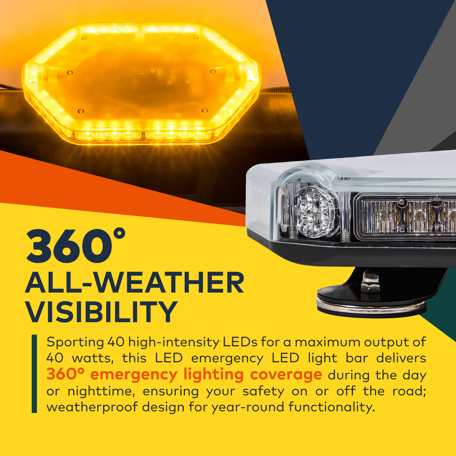 NanoFlare NFMB40 12" 40W White LED Strobe Mini Light Bar for Tow Truck Vehicle