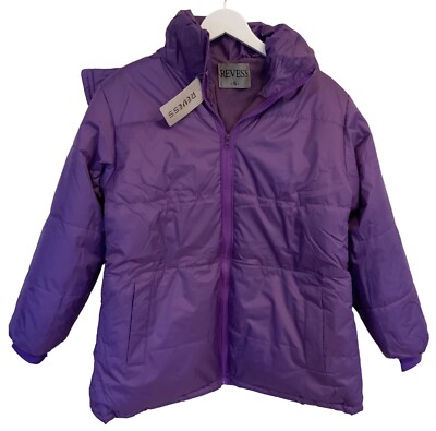 NEW Revess Woman s Small Coat Purple Hooded Pockets Faux Fur Trim