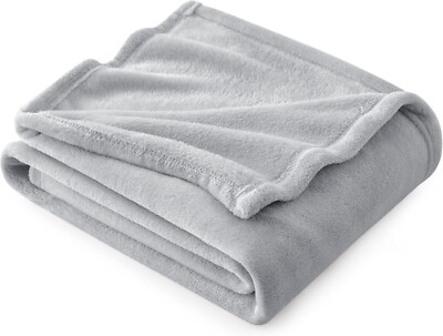 Bedsure Fleece Überwurf Decke für Schlafsofa weich kuschelig flauschig grau 130x150cm