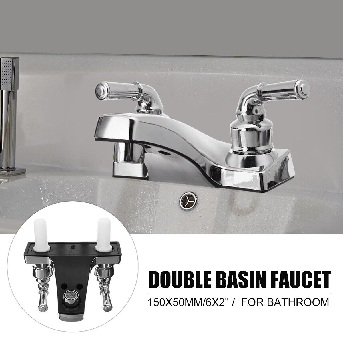 AlenArtWater Bathroom Sink Lavatory Faucet 2-Handle 4 In Centerset Vanity Mixer Tap Chrome Aeja1486