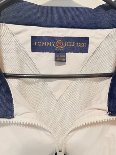 Tommy Hilfiger Vintage Men's White Full Zip Windbreaker Jacket  Big & Tall 2XL image 4