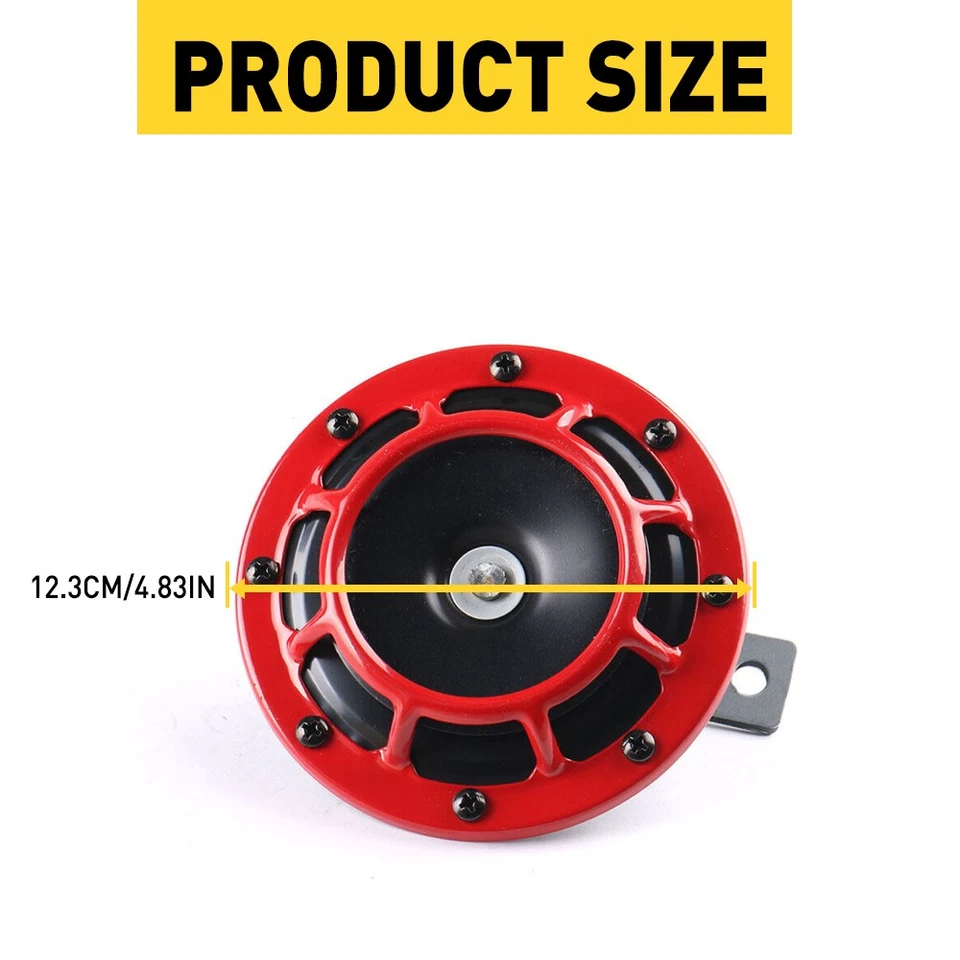 Red Electric Compact Car Horn Super Loud Fit Car SUV Truck 12V 115db 125 mm - Image 4 of 4
