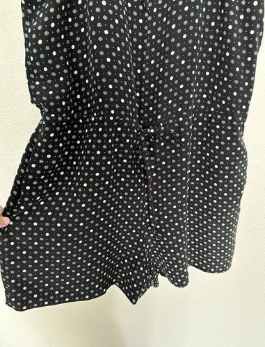 Madewell Size Medium Black White Flutter Sleeve Tie Neck Petalplay Romper - Picture 6 of 9