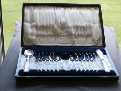 15 Stück Box Vintage EPNS Teelöffel Set-Ex Zustand
