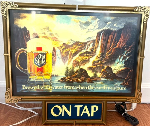 Vintage Old Style Beer Waterfall Lighted Sign 17 X 15