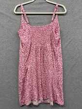 Old Navy Midi Dress Women Size Large Pink Floral Smocked Great Condition