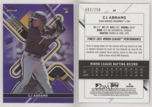 2022 Topps Finest Purple Refractor /250 CJ Abrams #39 Rookie RC