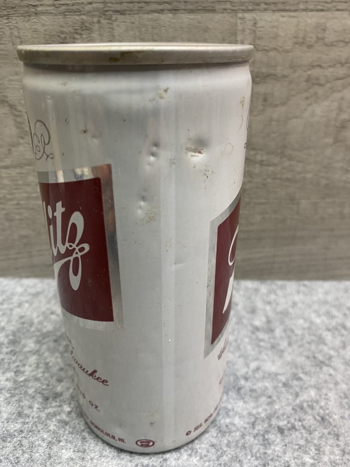 Schlitz Beer Can Vintage White Red 12oz Steel Flat Top Breweriana