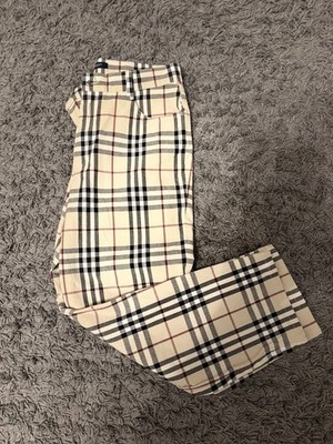 Vintage Burberry Hose Baumwolle Kariert Beige Herren 40