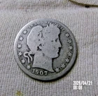 1907 O SILVER BARBER QUARTER
