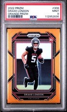 DRAKE LONDON - 2022 Prizm ORANGE PRIZM ROOKIE #'d /249 PSA 9 Low Pop!
