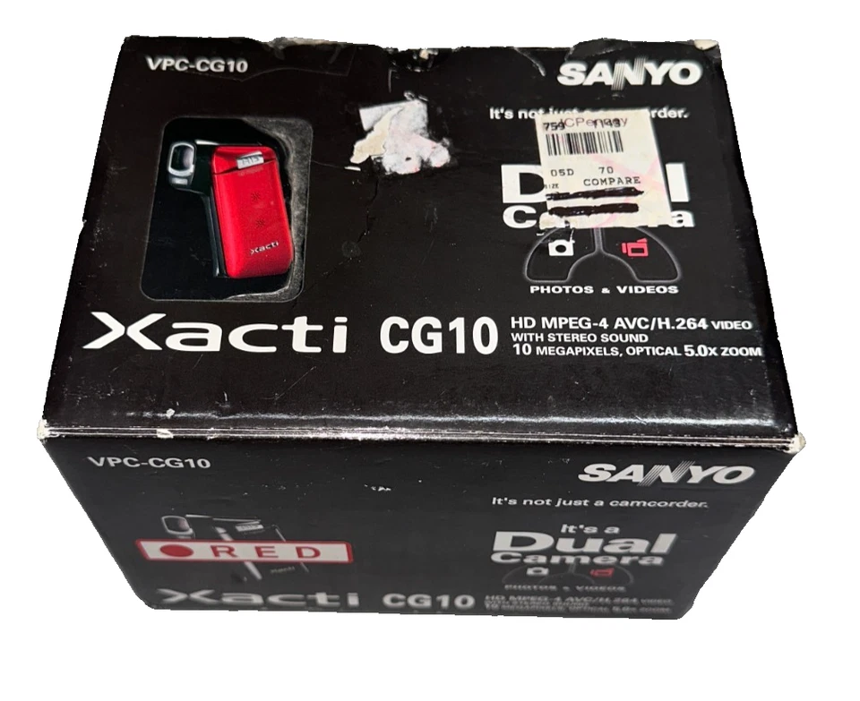 Sanyo VPC-CG10 High Definition Flash Media Camcorder/Camera RED -NEW OPEN BOX - Image 2 of 4