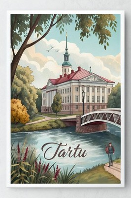 Tartu Estland - Lebendige Universität Stadt Reise Poster, einzigartiger Kunstdruck_mehrDeta