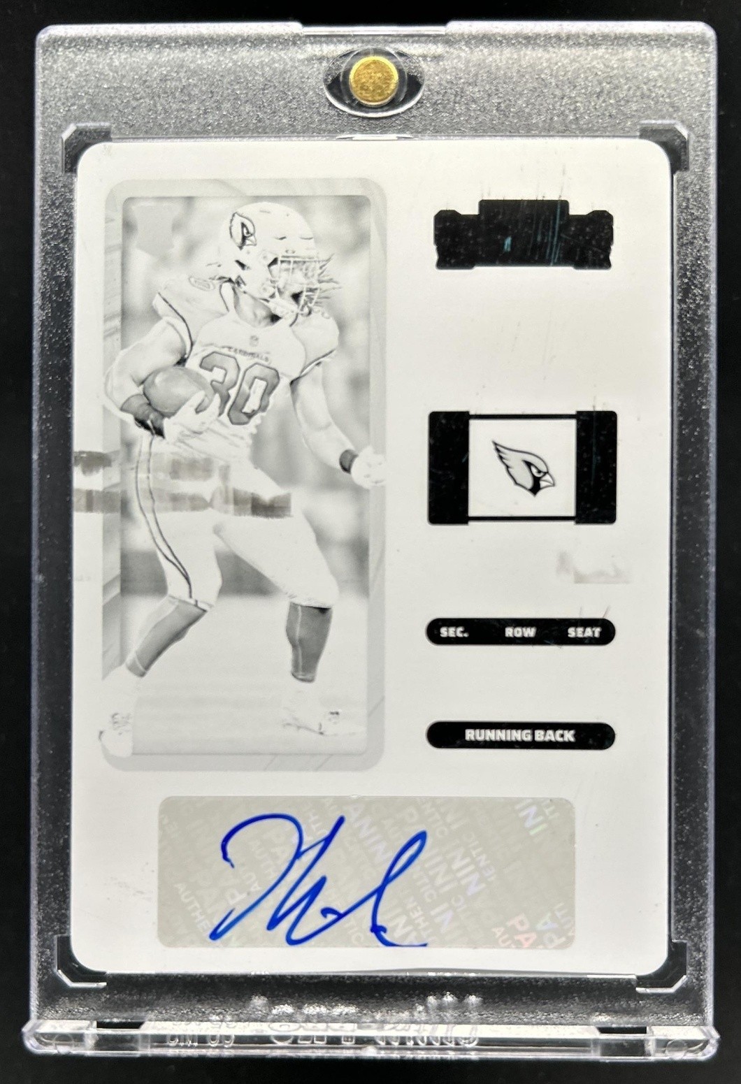 Keaontay Ingram Panini Contenders #244 Autograph-Cyan Printing Plate 1/1