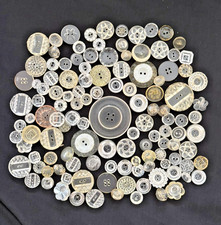 Vintage Lot of 125 Lucite Plastic Buttons (a few Glass) #236