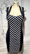 NWT Guess Los Angeles Dress 10 Navy White Striped  Stretch