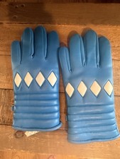 Vintage Ski Gloves Mens Apres Snow Vinyl Blue Diamond Apres