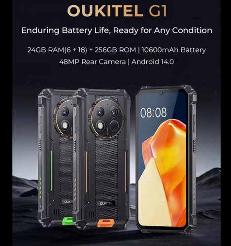 Oukitel G1 Rugged IP68 24+256GB 10600mAh 48MP HD+ 6.52" Android 14 4G Smartphone - 第 2/4 張圖片