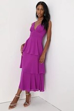 Lulus Women Celebration Time Sleeveless Tiered Midi Dress Purple Medium