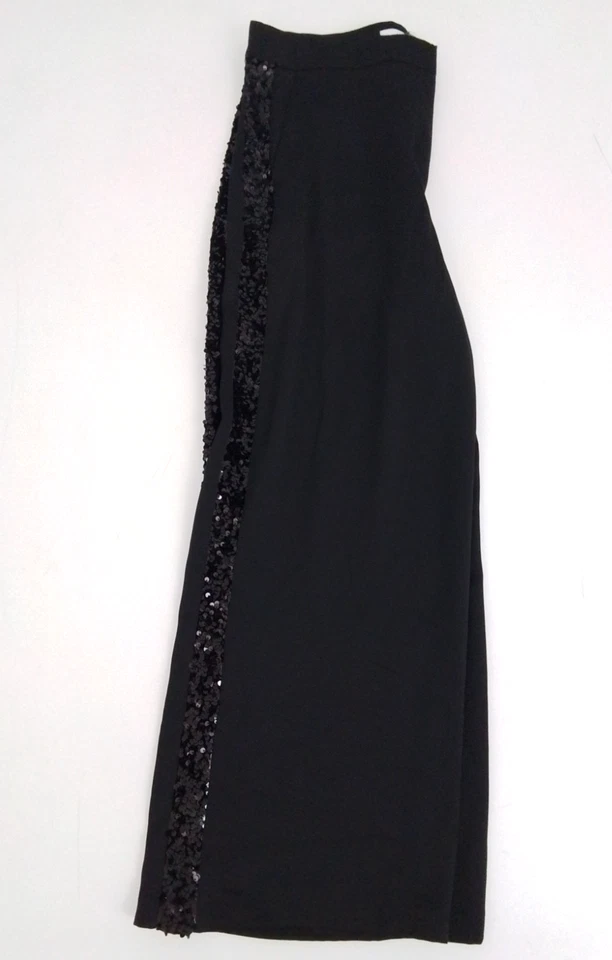 Pantalones para mujer M&S talla 14S negros pierna ancha lentejuelas panel lateral bolsillos con cremallera nuevos Foto 3 de 4