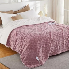 Throw-King  Size Blanket Thick Tufted Washable Fast Heating w/ 10 Heating Levels