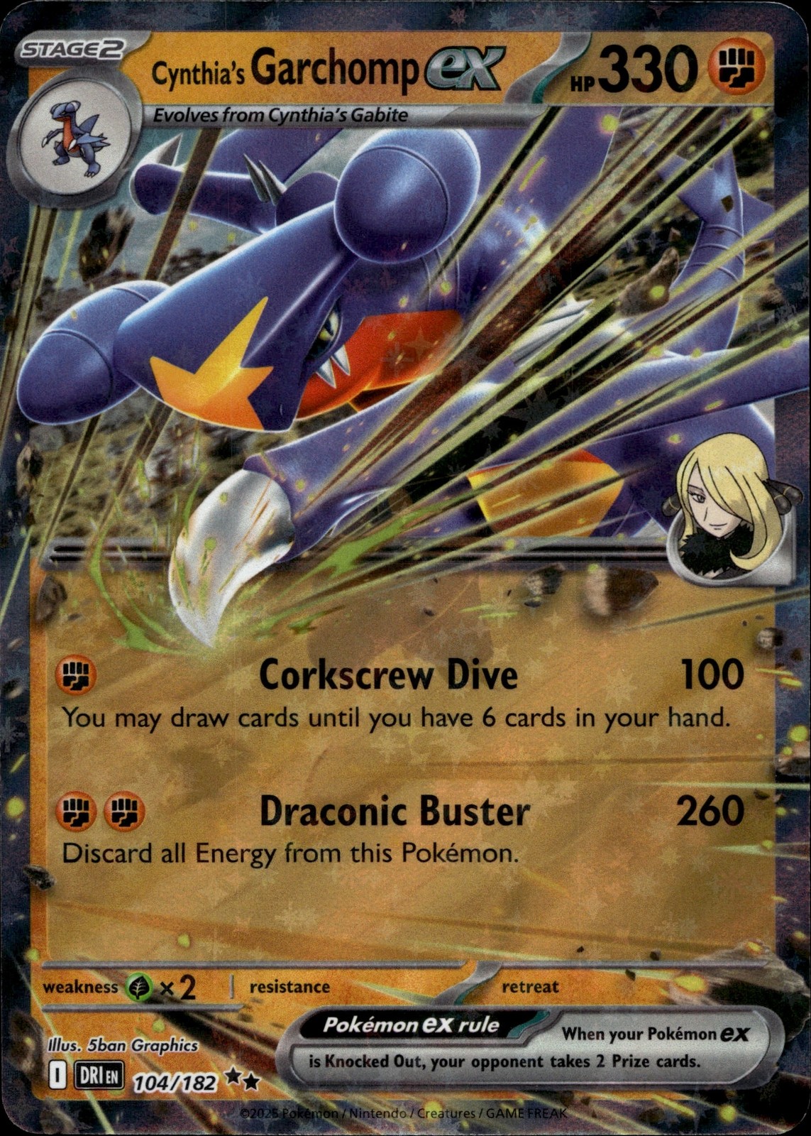 Cynthia's Garchomp ex 104/182 Destined Rivals Pokemon Card