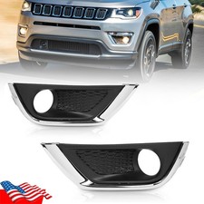 Front Bumper Fog Light Cover Bezel Chrome Trim For Jeep Compass 2017 2018 2019
