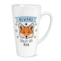 Beware VerrüCkte Fox Mann 483Ml Groß Latte Becher Tasse - Lustig Tiere