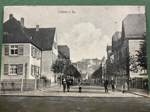 AK Postkarte Postkard Foto Colditz in Sachsen Kinder Straßenansicht