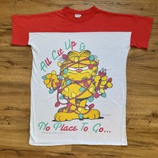 Vintage 1978 Garfield Christmas Sleep Shirt Nightgown One Size Flirts Jim Davis