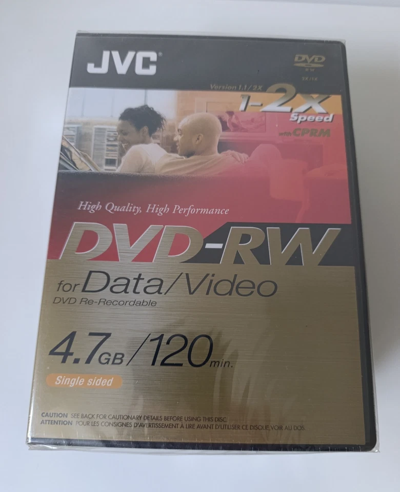 JVC DVD-RW 4.7GB 120Min 1-2x Speed Rewritable Blank - New Sealed 5 Disc Pack - Image 2 of 4
