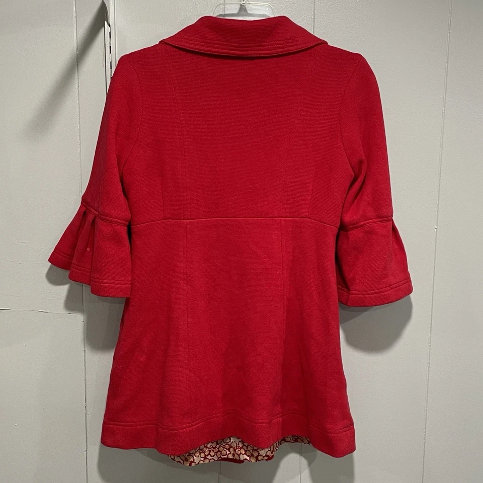 Chaqueta Abrigo Y2K Twee Forever 21 Retro Peplum Pea Talla Pequeña Forrada Rojo Cereza Foto 3 de 4