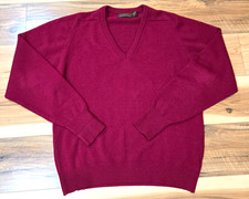 Vintage Eddie Bauer Lambswool Sweater Mens Burgandy Sz Tall Large USA Made READ