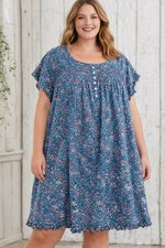 PRINTFRESH Floral Dress Blue Cottagecore Boho Cotton Plus Size 4X