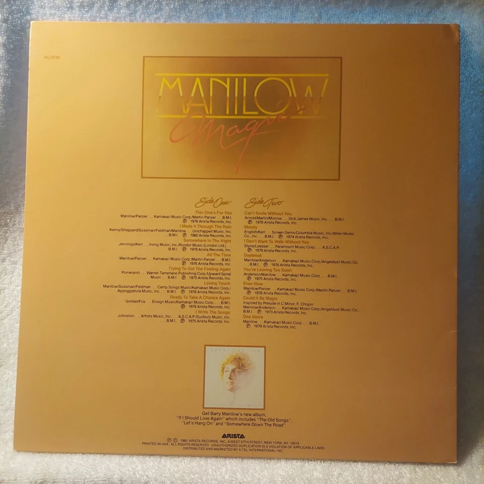 Barry Manilow /Manilow Magic (Greatest Songs Compilation) Arista  NU 9740/VG+/VG - Image 2 of 4