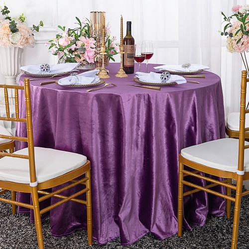 Wedding Linens Inc. 108" Round Seamless Italian Velvet Tablecloths - Picture 12 of 14